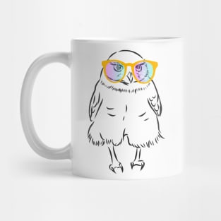 funny owl with rainbow glasses Mug